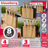Klausberg KB 9037 kés- és vágódeszka-készlet, 8 darabos, rozsdamentes acél, állvány, barna/fekete