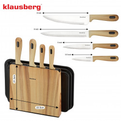 Set de cuțite și tăvi de tăiat Klausberg KB 9037, 8 piese, oțel inoxidabil, suport, maro/negru