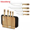 Set de cuțite și tăvi de tăiat Klausberg KB 9037, 8 piese, oțel inoxidabil, suport, maro/negru