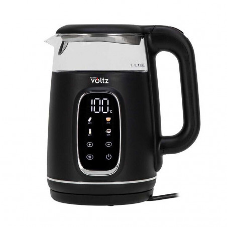 Електрическа кана Oliver Voltz OV51230AF, 2200W, 1.7 л, 4 режима, 13 темп. настройки, LCD дисплей, Сензорен контрол, Черен/Сребрист