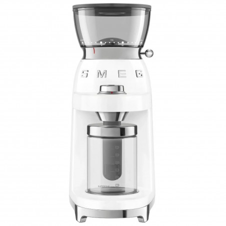 Rasnita de cafea Smeg CGF03WHEU, 150 W, 240 g, Sistem de rotire si blocare, Functie manuala, Alb