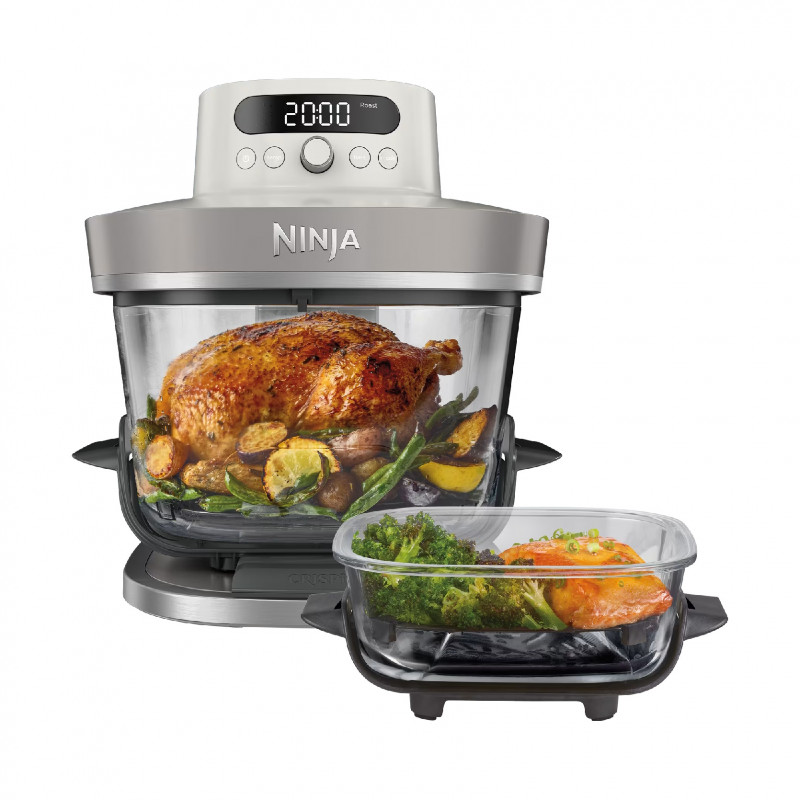 Фритюрник с горещ въздух Ninja CRISPi Pro AS101EULG, 2050W, 2.3 + 5.7 л, 26-240°C, Max Crisp, Керамични плочи, Без PFAS, Сив/Бял