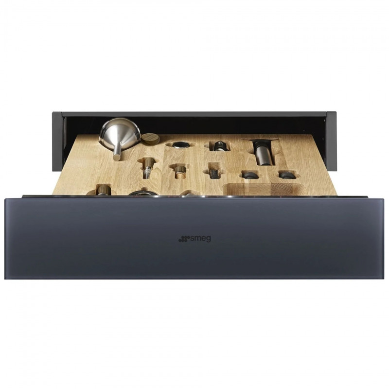 Sertar cu accesorii pentru vin Smeg Linea CPS115G, 13 piese, 59,7 x 1,35 cm, Sistem de deschidere Push, Gri