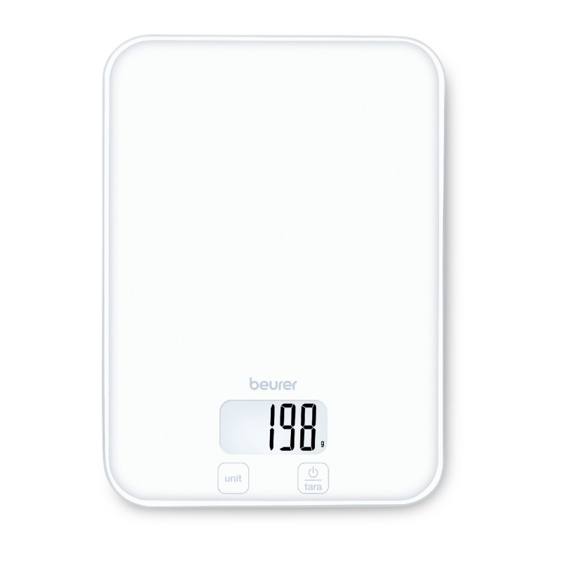 Beurer KS 19 Pure White konyhai mérleg, 5 kg-ig, TARA, érintőképernyős vezérlés, LCD, üveg, ultravékony, piros