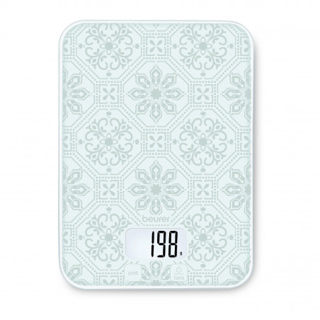 Beurer KS 19 Vintage Kitchen Scale, Up to 5 kg, TARE, Touch Controls, LCD, Glass, Ultra-Thin, White/Gray