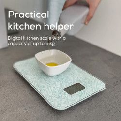 Beurer KS 19 Vintage Kitchen Scale, Up to 5 kg, TARE, Touch Controls, LCD, Glass, Ultra-Thin, White/Gray