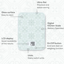 Beurer KS 19 Vintage Kitchen Scale, Up to 5 kg, TARE, Touch Controls, LCD, Glass, Ultra-Thin, White/Gray