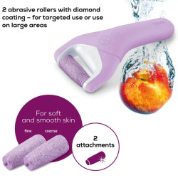 Beurer MP 59 Electric Foot File, 2 speeds, 2 attachments, Auto Shut-Off, Up to 3 hours of battery life, Purple