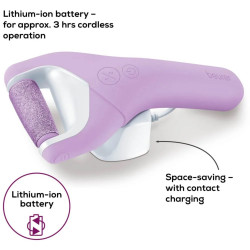 Beurer MP 59 Electric Foot File, 2 speeds, 2 attachments, Auto Shut-Off, Up to 3 hours of battery life, Purple
