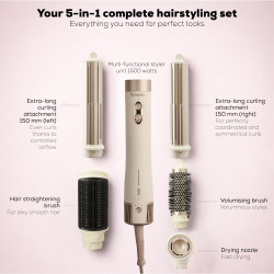 Beurer HT 100 5-in-1 Hair Dryer, 1500 W, 3 temperature settings, 3 speed settings, 50–80 °C, ion function, 75 dB, Beige