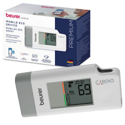 Beurer ME 95 EKG-készülék, akár 60 mérés tárolására alkalmas memória, aritmia/bradykardia/tachykardia felismerés, LCD-kijelző, fehér