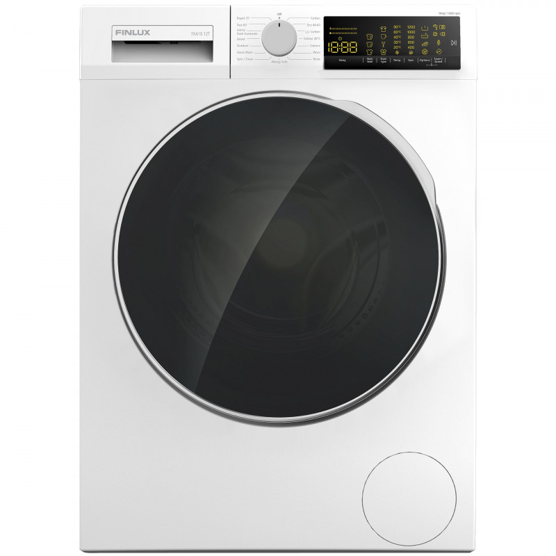 Finlux FXA10 12T Washing Machine, Class A, 15 Programs, 10 kg, 1200 rpm, Delayed Start, Electronic Display, White