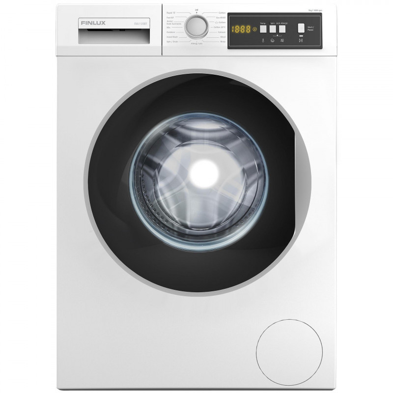 Finlux FXA1 5100T Washing Machine, Energy Class D, 5 kg, 1,000 rpm, Front-loading, White