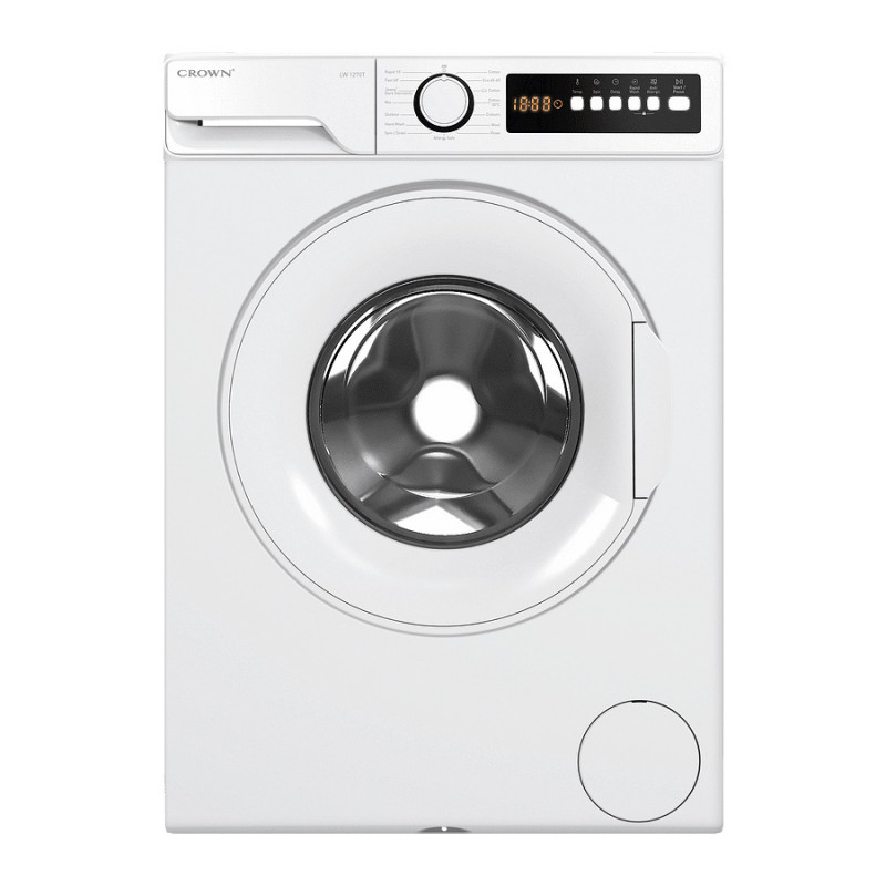 Mașină de spălat Crown LW 1270T, clasa D, 15 programe, 7 kg, 1200 rpm, pornire amânată, funcție de pauză, alb