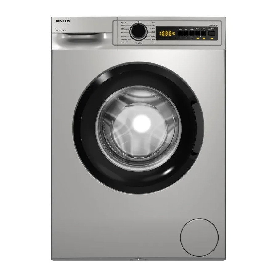 Mașină de spălat Finlux FXN 1071 T2 S, Clasa A, 15 programe, 6 kg, 1200 rpm, Pornire programată, afișaj LED, argintiu