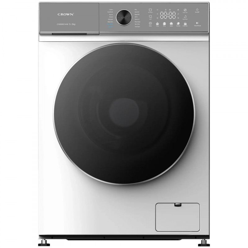 Crown CWM9014W Washing Machine, Energy Class A, 16 Programs, 9 kg, 1,400 rpm, Baby Care, Duvet Program, Steam, White