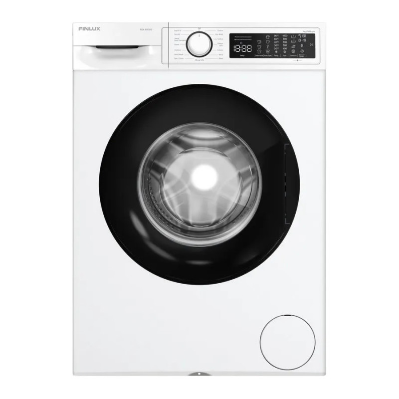 Πλυντήριο ρούχων Finlux FXN 9111BD, Κατηγορία Α, 15 προγράμματα, 9 κιλά, 1000 στροφές/λεπτό, Καθυστερημένη εκκίνηση, Οθόνη LED, Λευκό