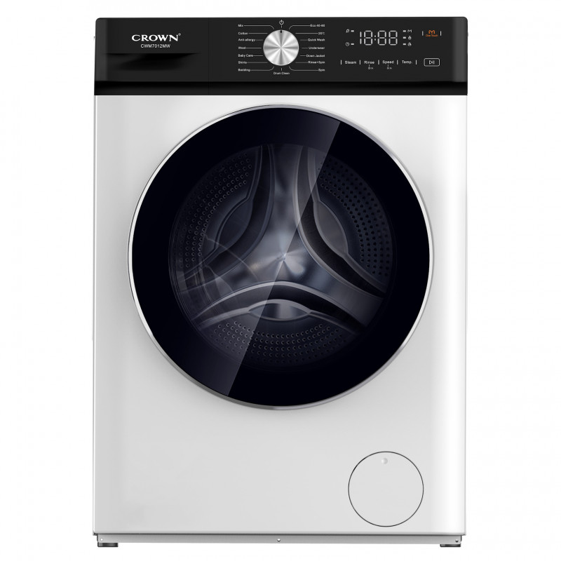 Crown CWM7012MW Washing Machine, Class A, 7 kg, 16 Programs, 1,200 rpm, Delayed Start, Child Lock, White
