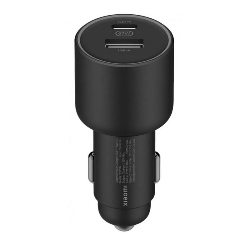 Xiaomi Mi BHR6814GL autós töltő, 67 W, 2 töltőcsatlakozó, LED-jelzőfény, fekete
