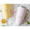Cană termică cu pai încorporat Buydeem DS57-P, 700 ml, menține temperatura (cald/rece) până la 6 ore, izolație sub vid, oțel inoxidabil, fără BPA, roz
