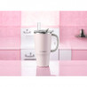 Cană termică cu pai încorporat Buydeem DS57-P, 700 ml, menține temperatura (cald/rece) până la 6 ore, izolație sub vid, oțel inoxidabil, fără BPA, roz