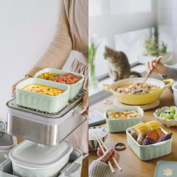 Cutie ceramică pentru alimente Buydeem CT1006-MY, 810 ml, 17 x 20,5 cm, rezistentă la temperaturi de până la 230 °C, compatibilă cu cuptorul și cuptorul cu microunde, galbenă
