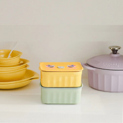Керамична кутия за храна Buydeem Bento CT1006-MY, 810 мл, 17х20.5 см, До 230°C, Съвместима с фурна и микровълнова, Жълт