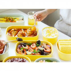 Buydeem Bento CT3008-MY kerámia ételtároló, 1 l, 230 °C, sütőben és mikrohullámú sütőben is használható, sárga