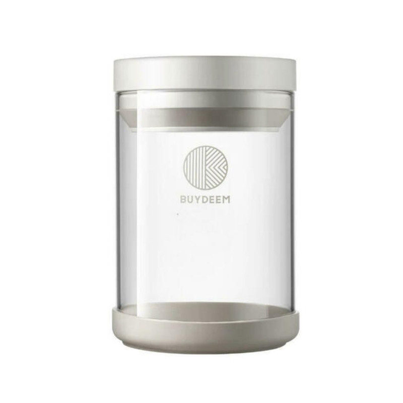 BUYDEEM CS1004 Glass Storage Container, 600 mL, Airtight Seal, -20°C to 300°C, Freezer-, Microwave-, and Oven-Safe, White