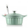 BUYDEEM CP551 Cast Iron Pot, 3.9 L, Heat Retention, Stain-Resistant, Enamel, Green