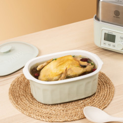 Porcelán edény a BUYDEEM CT1005 gőzfőzőhöz, 2 l, -8 °C – +230 °C, az FDA által élelmiszerrel való érintkezésre jóváhagyva, fehér
