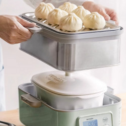 Porcelán edény a BUYDEEM CT1005 gőzfőzőhöz, 2 l, -8 °C – +230 °C, az FDA által élelmiszerrel való érintkezésre jóváhagyva, fehér