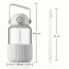 BUYDEEM DG710-OW Portable Drink Bottle, 1 L, Pop-Up Straw, Handle, Heat-Resistant Glass Up to 150°C, Triple Seal, White