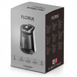 Cafetiera electrica Floria ZLN1122, 600 W, 500 ml, 65-100 °C, Cafea turceasca/ceai, senzor Anti-revarsare, Filtrare prin picurare, Negru