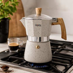 Oliver Voltz Verona OV51173I3 kubai kávéfőző, 3 csésze, alumínium, indukciós, krém színű