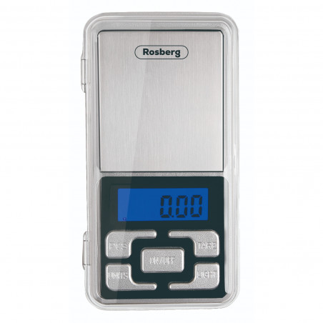 Rosberg R51651S Jewelry Scale, up to 500 g, LCD display, batteries included, stainless steel