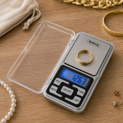Rosberg R51651S Jewelry Scale, up to 500 g, LCD display, batteries included, stainless steel