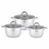 Set de oale Rosberg R51210L6C, 6 buc., Scala de masurare, Capace din sticla, Otel inoxidabil, Inductie, Argintiu