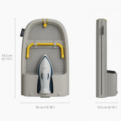 Πτυσσόμενη σιδερώστρα Joseph Joseph Pocket Max 5000021, Θήκη από 100% βαμβάκι, Γάντζος για κρέμασμα, Θήκη για το σίδερο, DripShield, Εκρού