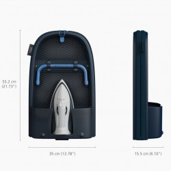 Joseph Joseph Pocket Max Plus 5000022 összecsukható vasalódeszka, 100%-os pamut huzat, vízálló réteg, akasztó, vasaló-tartó rekesz, DripShield, kék