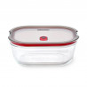 Black+Blum Stack+Nest FBGR-BX-L107 Food Storage Container, 1.2 L, Rectangular, Oven-Safe, BPA-Free, Borosilicate Glass, Gray/Red