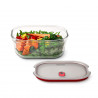 Δοχείο φαγητού Black+Blum Stack+Nest FBGR-BX-L107, 1,2 λίτρα, ορθογώνιο, κατάλληλο για φούρνο, χωρίς BPA, βοριοπυριτικό γυαλί, γκρι/κόκκινο