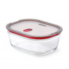 Black+Blum Stack+Nest FBGR-BX-L107 Food Storage Container, 1.2 L, Rectangular, Oven-Safe, BPA-Free, Borosilicate Glass, Gray/Red