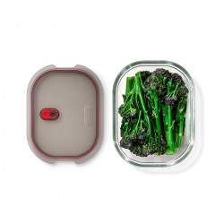 Black+Blum Stack+Nest FBGR-BX-L107 Food Storage Container, 1.2 L, Rectangular, Oven-Safe, BPA-Free, Borosilicate Glass, Gray/Red