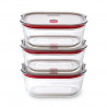 Set of 3 Black+Blum Stack+Nest FBGR-BX-MPACK3 Food Storage Containers, 0.9 L, Rectangular, Oven-Safe, BPA-Free, Stainless Steel, Gray/Red