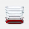 Set of 3 Black+Blum Stack+Nest FBGR-BX-MPACK3 Food Storage Containers, 0.9 L, Rectangular, Oven-Safe, BPA-Free, Stainless Steel, Gray/Red