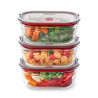 Set of 3 Black+Blum Stack+Nest FBGR-BX-MPACK3 Food Storage Containers, 0.9 L, Rectangular, Oven-Safe, BPA-Free, Stainless Steel, Gray/Red