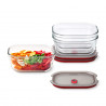 Set of 3 Black+Blum Stack+Nest FBGR-BX-MPACK3 Food Storage Containers, 0.9 L, Rectangular, Oven-Safe, BPA-Free, Stainless Steel, Gray/Red