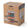 Σετ 3 τεμαχίων δοχείων τροφίμων Black+Blum Stack+Nest FBGR-BX-MPACK3, 0,9 λίτρα, ορθογώνια, κατάλληλα για φούρνο, χωρίς BPA, από ανοξείδωτο ατσάλι, γκρι/κόκκινο