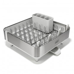 Στεγνωτήριο πιάτων Joseph Joseph Extend Steel Plus 6500041, Έως 16 τεμάχια, Επεκτάσιμο, Ράγες για ποτήρια, Αποστράγγιση, Αποσυναρμολογούμενο, Ανοξείδωτο ατσάλι, Λευκό